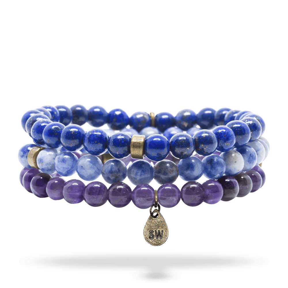Blue Bead Bracelet 3-Stack